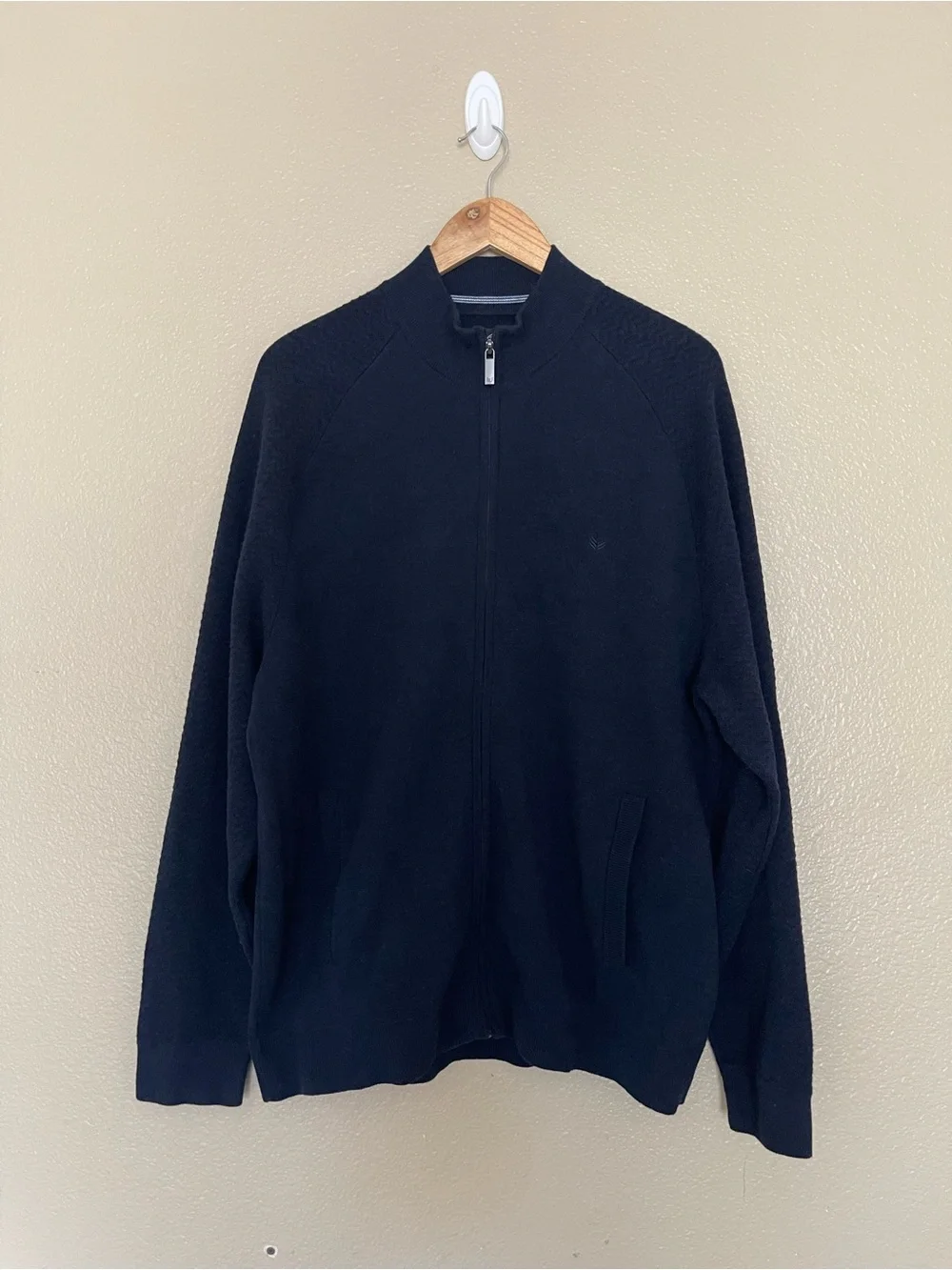 Buttercloth Mens Navy Blue Full Zip Cardigan Size XL